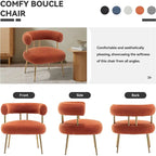 Modern Glam Upholstered Comfy Open-Back Accent Vanity chair with Golden Legs