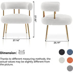 Modern Glam Upholstered Comfy Open-Back Accent Vanity chair with Golden Legs