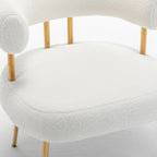 Modern Glam Upholstered Comfy Open-Back Accent Vanity chair with Golden Legs