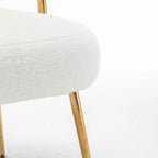 Modern Glam Upholstered Comfy Open-Back Accent Vanity chair with Golden Legs