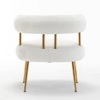 Modern Glam Upholstered Comfy Open-Back Accent Vanity chair with Golden Legs