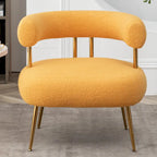 Modern Glam Upholstered Comfy Open-Back Accent Vanity chair with Golden Legs