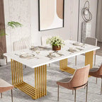 Modern Dining Table for 6-8 People, 70.8 Inches White Kitchen Table