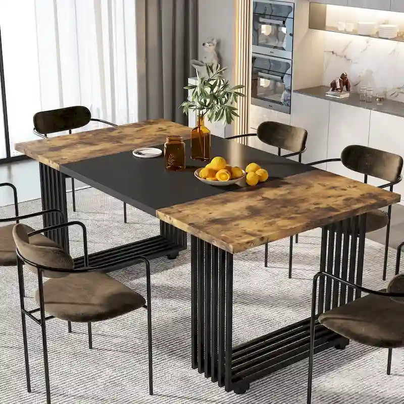 Modern Dining Table for 6-8 People, 70.8 Inches White Kitchen Table