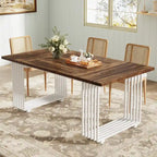 Modern Dining Table for 6-8 People, 70.8 Inches White Kitchen Table