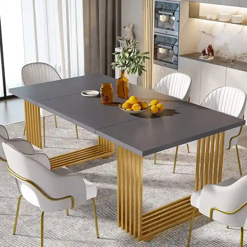 Modern Dining Table for 6-8 People, 70.8 Inches White Kitchen Table