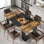 Modern Dining Table for 6-8 People, 70.8 Inches White Kitchen Table