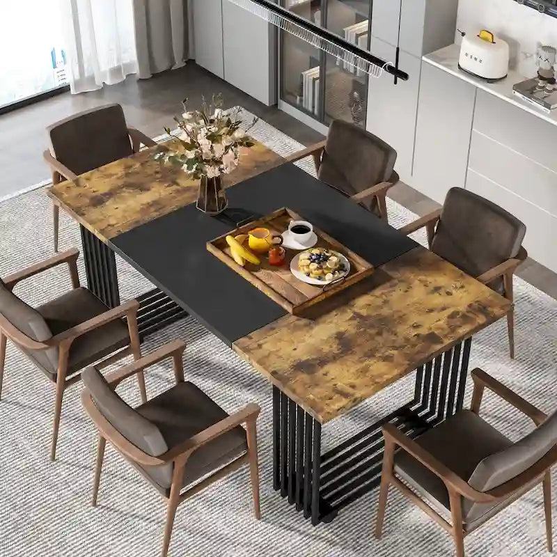 Modern Dining Table for 6-8 People, 70.8 Inches White Kitchen Table