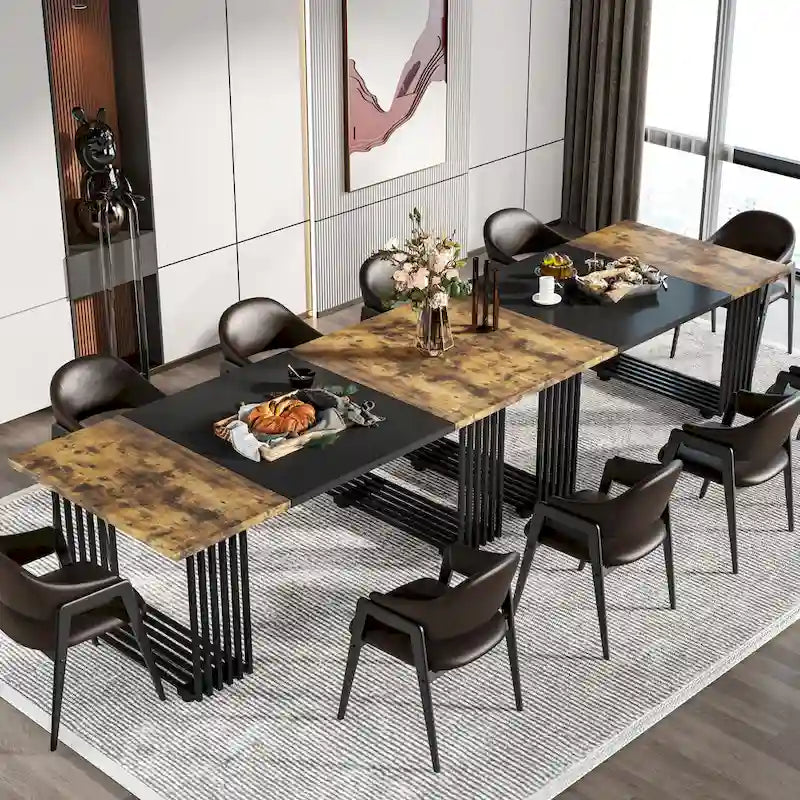 Modern Dining Table for 6-8 People, 70.8 Inches White Kitchen Table