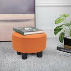 Round Ottoman Velvet Footrest Stool Modern Padded Seat Footstool