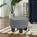 Round Ottoman Velvet Footrest Stool Modern Padded Seat Footstool