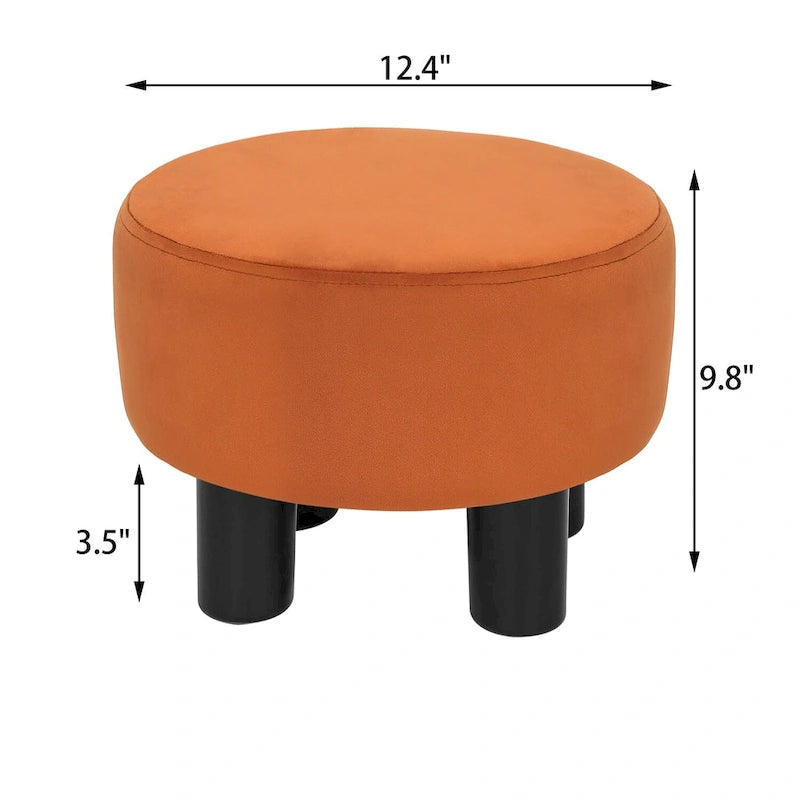 Adeco Round Ottoman Velvet Footrest Stool Modern Padded Seat Footstool
