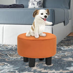 Round Ottoman Velvet Footrest Stool Modern Padded Seat Footstool