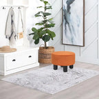 Round Ottoman Velvet Footrest Stool Modern Padded Seat Footstool