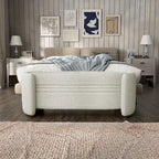 Contemporary Boucle Storage Bench for Bedroom Entryway