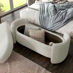 Contemporary Boucle Storage Bench for Bedroom Entryway