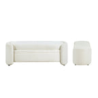 Contemporary Boucle Storage Bench for Bedroom Entryway