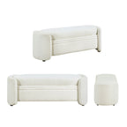 Contemporary Boucle Storage Bench for Bedroom Entryway