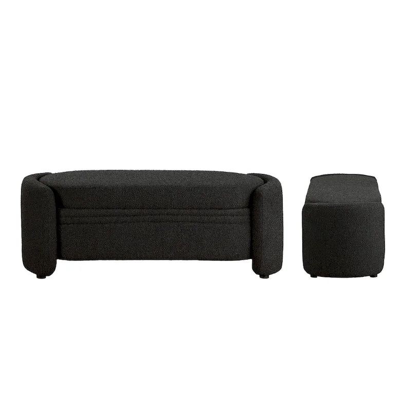 Contemporary Boucle Storage Bench for Bedroom Entryway