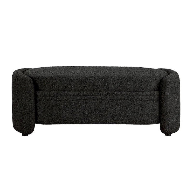 Contemporary Boucle Storage Bench for Bedroom Entryway