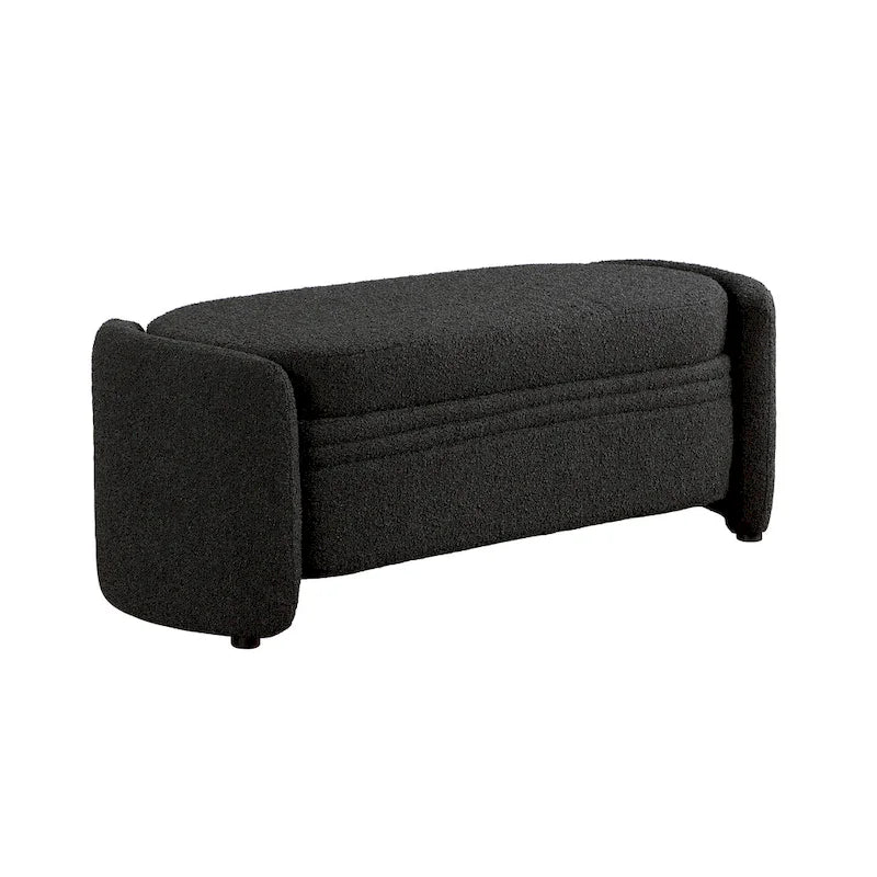 Contemporary Boucle Storage Bench for Bedroom Entryway
