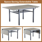 Modern Industrial 63.2 Extendable Dining Table w/Drop Leaf, Seats 6