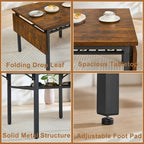 Modern Industrial 63.2 Extendable Dining Table w/Drop Leaf, Seats 6