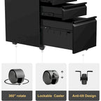 3 Drawer Metal Locking File Cabinet for Home Office
