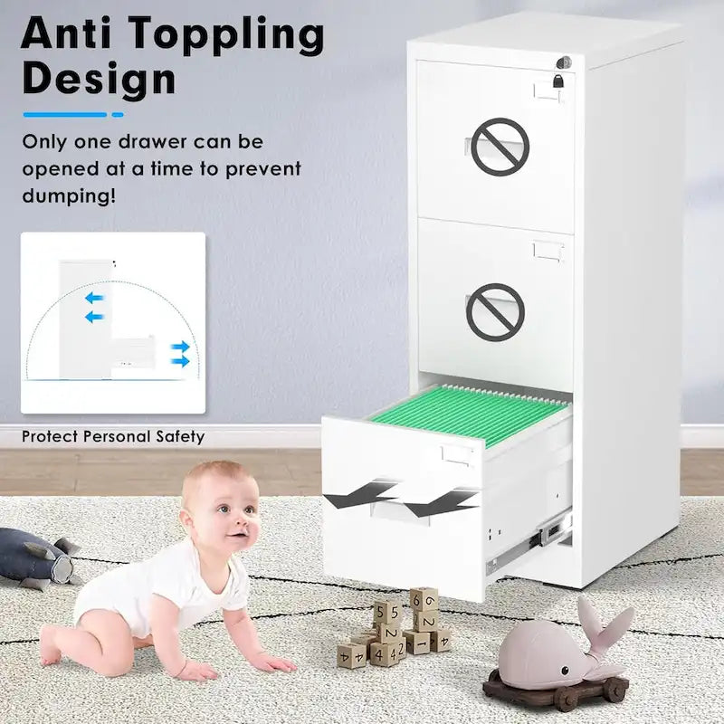 3 Drawer Metal Locking File Cabinet for Home Office
