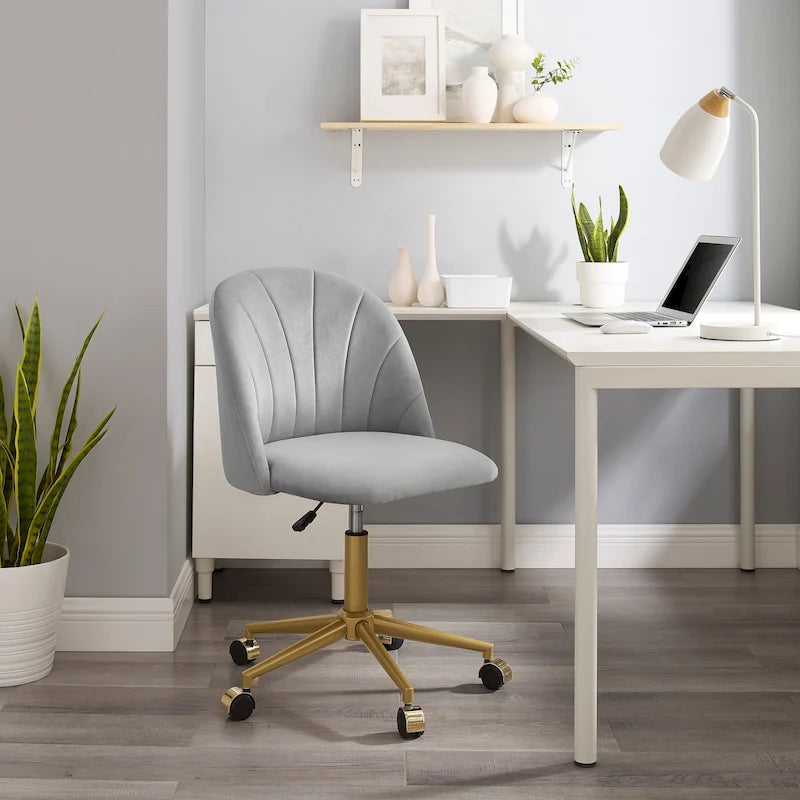 Velvet Curved Swivel Desk Chair