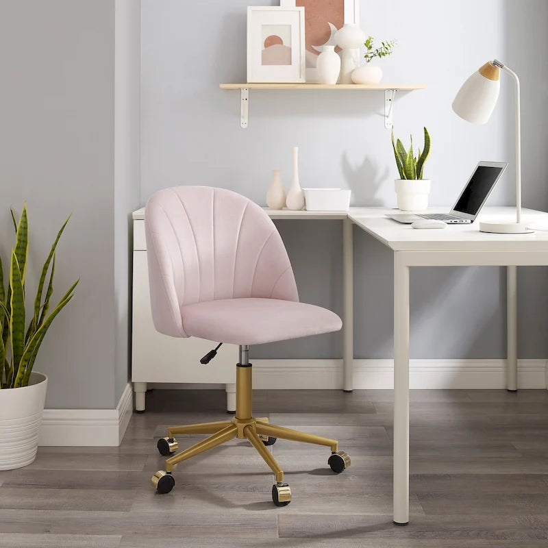 Velvet Curved Swivel Desk Chair