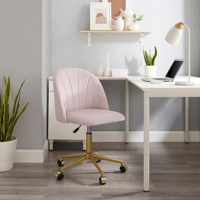 Velvet Curved Swivel Desk Chair