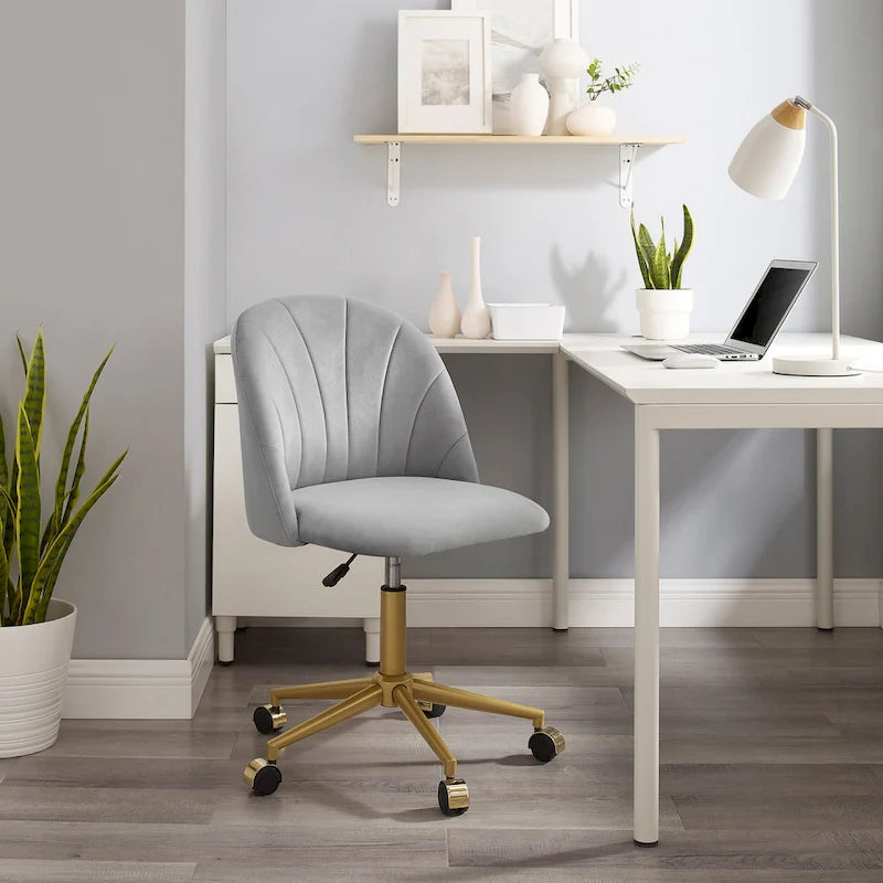 Velvet Curved Swivel Desk Chair