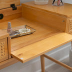 Toeletta in legno naturale con 2 cassetti in canna