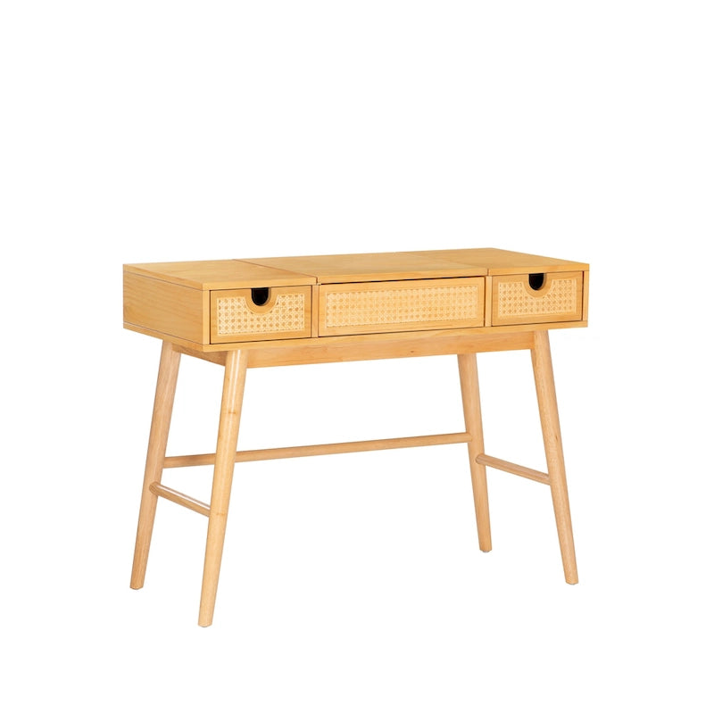 Natural Wooden 2 Cane Drawer Vanity