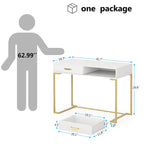 Computer Desk with 2 Drawers, ModernStudy Writing Table with Storage for Home Office