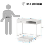 Computer Desk with 2 Drawers, ModernStudy Writing Table with Storage for Home Office
