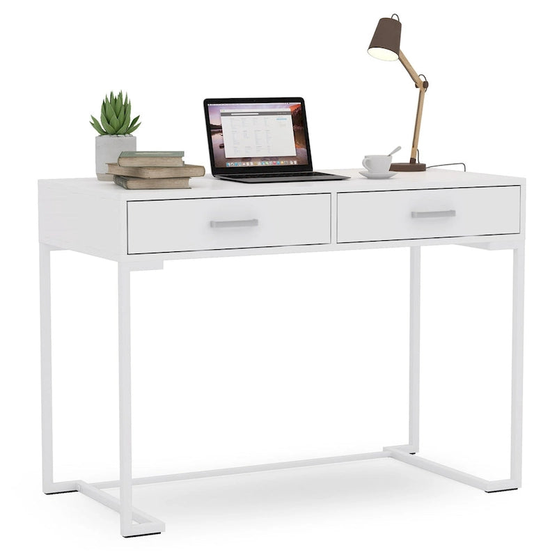 Computer Desk with 2 Drawers, ModernStudy Writing Table with Storage for Home Office