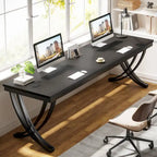 78.74 Extra Long Double Computer Desk with Unique Metal Legs for Home Office