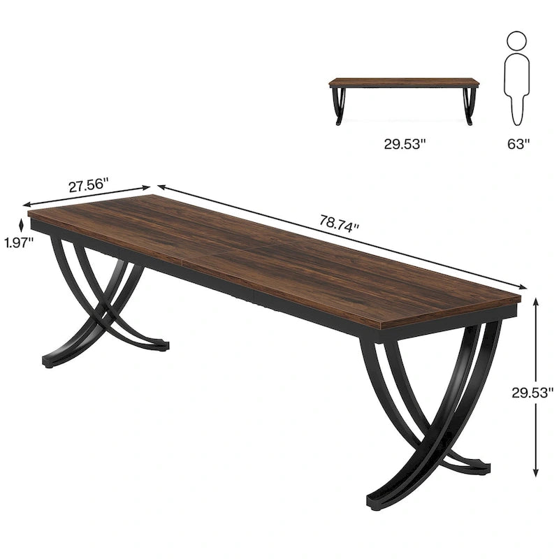 78.74 Extra Long Double Computer Desk with Unique Metal Legs for Home Office