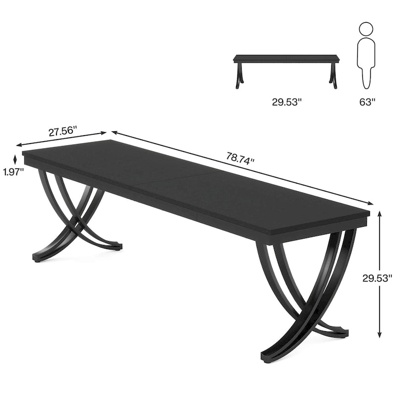 78.74 Extra Long Double Computer Desk with Unique Metal Legs for Home Office