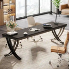 78.74 Extra Long Double Computer Desk with Unique Metal Legs for Home Office