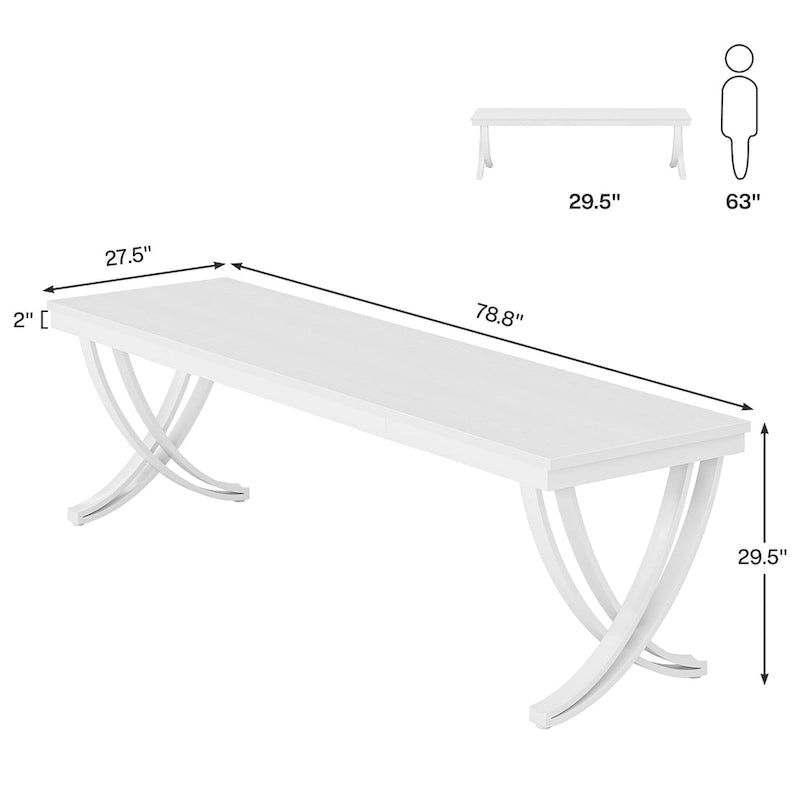 78.74 Extra Long Double Computer Desk with Unique Metal Legs for Home Office