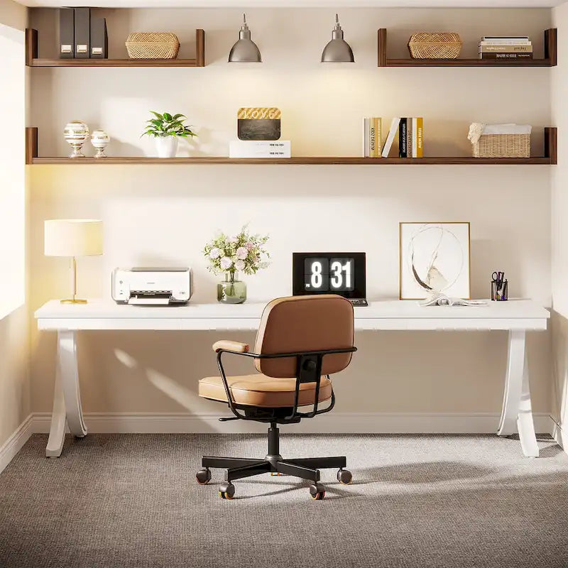 78.74 Extra Long Double Computer Desk with Unique Metal Legs for Home Office