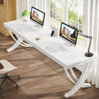 78.74 Extra Long Double Computer Desk with Unique Metal Legs for Home Office