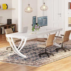 78.74 Extra Long Double Computer Desk with Unique Metal Legs for Home Office