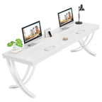78.74 Extra Long Double Computer Desk with Unique Metal Legs for Home Office