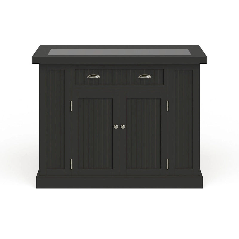 Black Wood and Granite Inlay Kitchen Island