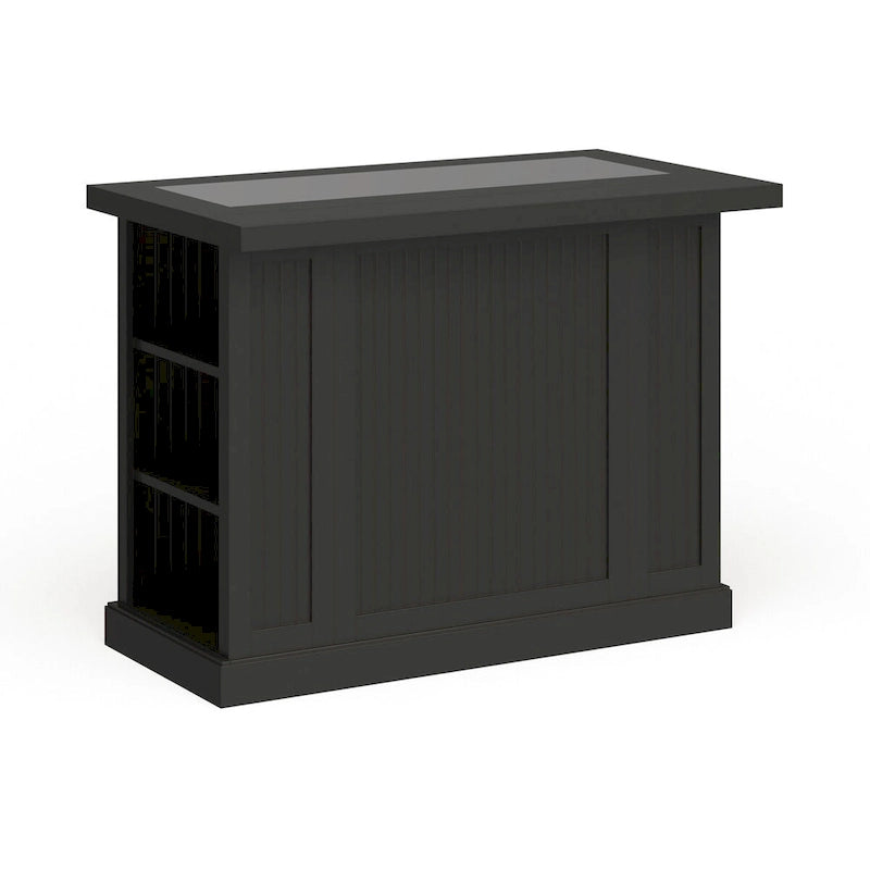 Black Wood and Granite Inlay Kitchen Island