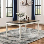 French Country Dining Table, Antique White and Weathered Oak Finish